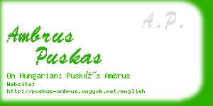 ambrus puskas business card